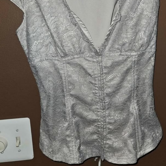 Arden B Women's Silver Lace Blouse - Picture 4 of 4